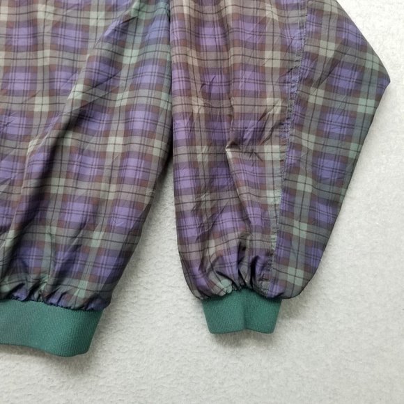 Highlander‎ Windwear Mens XL Purple Plaid Nylon Windbreaker V Neck Pullover Golf - Picture 3 of 10